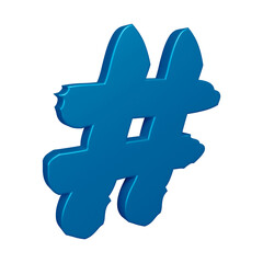 Poster - 3D blue hashtag symbol or icon design