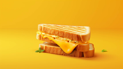 Grilled Cheese sandwich on colorful background. Copy Space on the side. Generative AI.