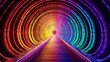 Dark tunnel of rainbow colors. Generative ai