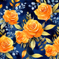 Poster - Beautiful seamless pattern with watercolor roses. Hand-drawn illustration. generative ai