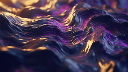 Poster - abstract wavy liquid background. Glowing wavy surface. generative ai