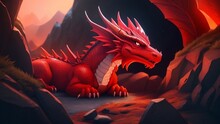 Brave Hyperrealistic Red Dragon In The Mystery Valley - Generative AI