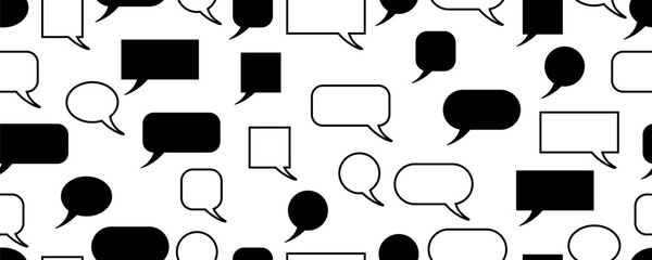 Sticker - black white speech bubble seamless pattern