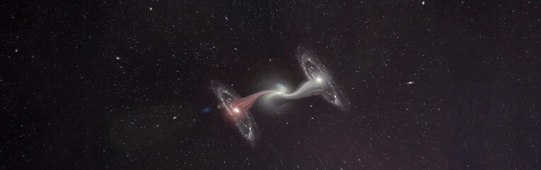 Wall Mural - panorama of 2 galaxies colliding in high resolution