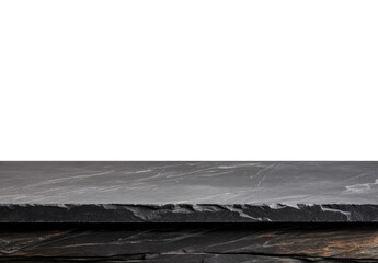 Poster - Empty black stone table top isolated on white background. For product display High quality photo