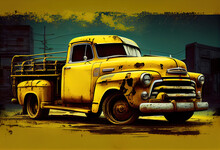 Old Yellow Truck. Generative Ai
