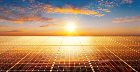 Wall Mural - solar panels reflect sparkling light from the sun ,clean energy and environment. 3d rendering