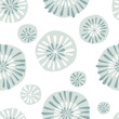 Seamless pattern with abstract rounded shapes, simple colors, winter snowballs. Vector graphics.