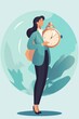 © Ilia - Woman businesswoman holding clock or watch on hands, time management and business concept