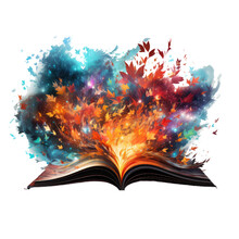 Photo Of An Open Book With Colorful Leaves Coming Out Of It