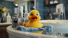 Rubber Duck Toy In Bathroom