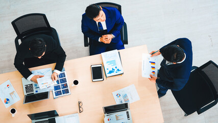 Poster - business people group meeting shot from top view in office . profession businesswomen, businessmen a