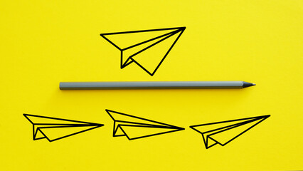 Poster - Competitive advantage is shown using the picture of paper airplanes