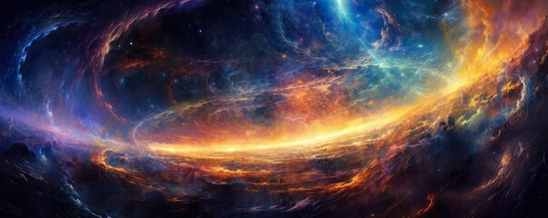 cosmic journey through a vibrant wormhole, leading to unexplored realms of imagination and wonder panorama