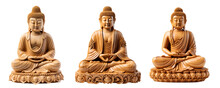 Wooden Buddha Statue Isolated On Transparent Background ,generative Ai