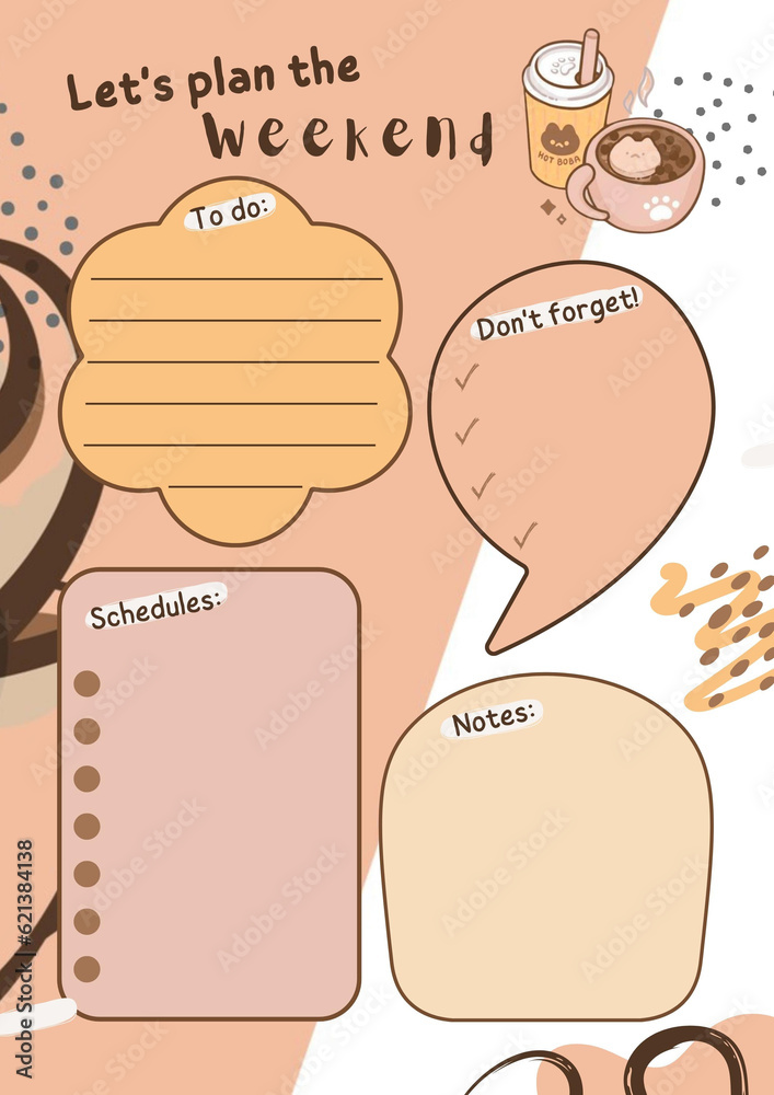 Weekend planner digital planning insert sheet printable page template Stock Illustration | Adobe ...