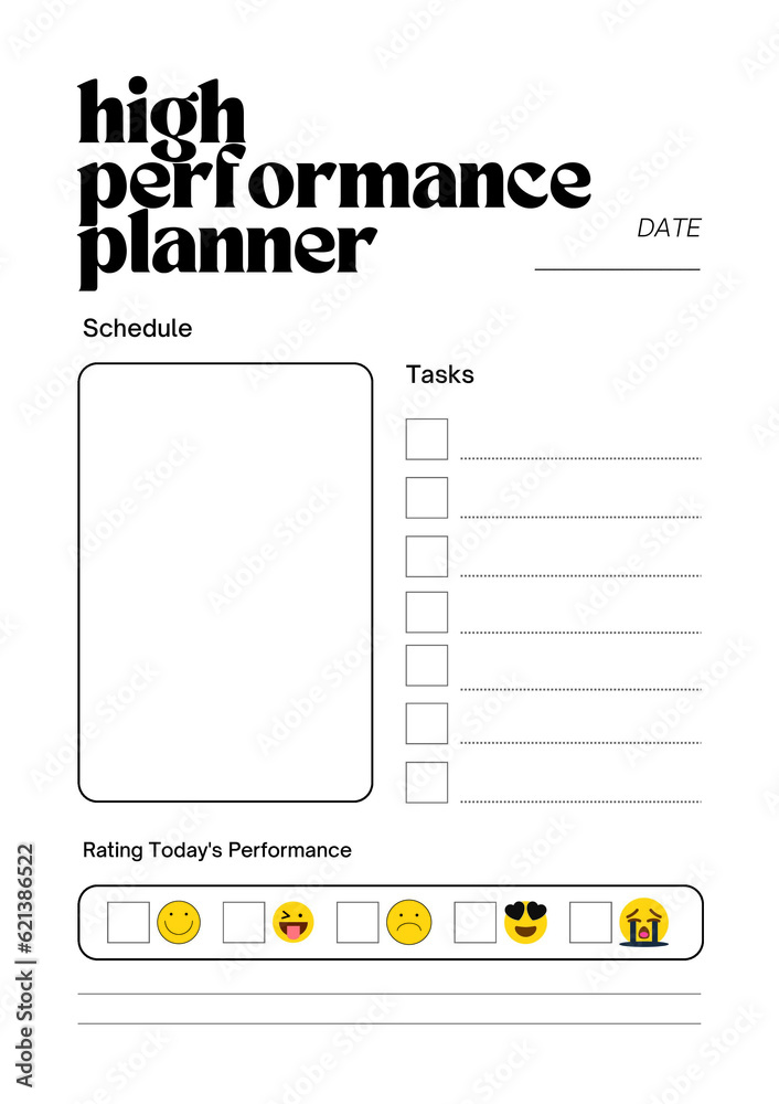 High Performance Planner Example High performance planner digital planning insert sheet printable page ...