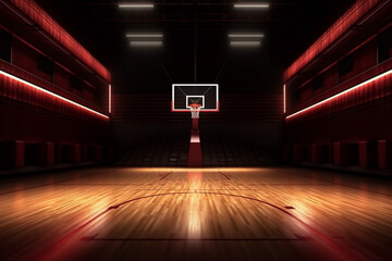Wall Mural - modern background arena neon building hall interior empty game corridor indoor basketball. Generative AI.
