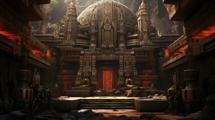 Wall Mural - Adorned with intricate hieroglyphs, mesmerizing temples transport visitors to a time of divine worship and cultural splendor. Generative AI