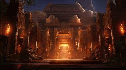 Wall Mural - Adorned with intricate hieroglyphs, mesmerizing temples transport visitors to a time of divine worship and cultural splendor. Generative AI