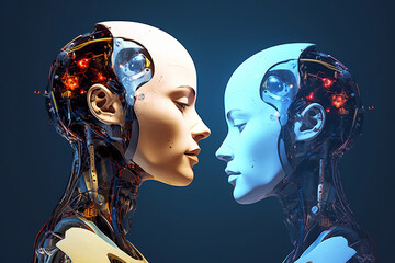 Poster - An Artificial intelligence robot. Modern futuristic cyborg robot illustration