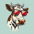 Cartoon cow wearing cool sunglasses, vector clip art