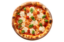 Italian Pizza Margherita With Mozzarella Cheese And Basil Leaves