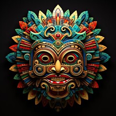 Wall Mural - A colorful mask on a black background. Generative AI.