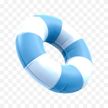 Vector Realistic 3d Blue Lifebuoy. Marine Rescue Lifeboat Illustration Isolated On Transparent Background