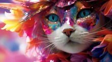 A Close Up Of A Cat Wearing A Costume. Generative AI Image.