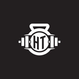 Fototapeta  - Initial HT logo design ideas with simple dumbbell and kettlebell icon
