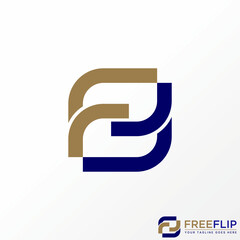Poster - Logo design graphic concept creative abstract premium free vector stock letter FR or F font flip parallelogram. Related to initial typography monogram