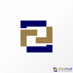 Poster - Logo design graphic concept creative abstract premium free vector stock letter F or FR font flip rectangular. Related to typography initial monogram