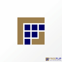 Poster - Logo design graphic concept creative abstract premium free vector stock letter F or RF block font rectangular. Related to initial typography monogram