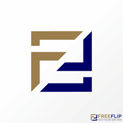 Poster - Logo design graphic concept creative abstract premium free vector stock letter FR or F font rectangular flip. Related to initial typography monogram