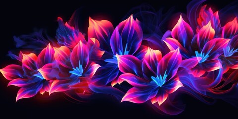 Wall Mural - Beautiful abstract neon light floral design background. beautiful Generative AI AIG32