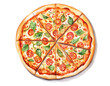 © PixMarket - Watercolor illustration of italian pizza isolated on transparent background, top view