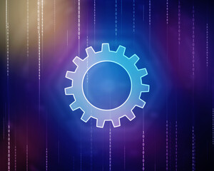 Aufkleber - Process management, optimization operation, fix strategy industry, transmission gears wheel, software update status, Cog Gear Wheel on the technology abstract background