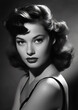 vintage actress headshot from golden age of cinema, black and white photo made with generative ai