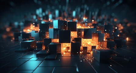 Abstract digital data background. Can be used in the description of network abilities, technological processes, digital storages, science, education, etc.