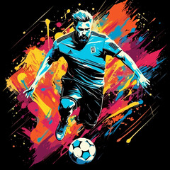 Wall Mural - Playing football a player, t-shirt design vector 