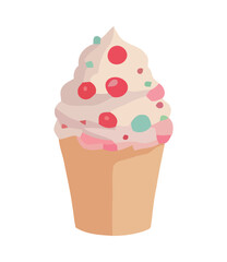 Poster - Cute cupcake with strawberry icing