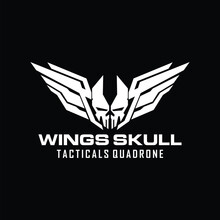 Skull Wings Logo. Wings Skull Military Tactical Squadrone Logo Design Template