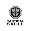 Military Skull Logo. Skull tactical circle logo design
