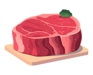 Wall Mural - beef steak on wooden plate icon