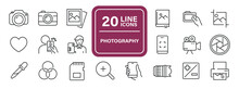 Photography Line Icons. Editable Stroke. For Website Marketing Design, Logo, App, Template, Ui, Etc. Vector Illustration.