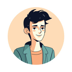 Sticker - Smiling man avatar in flat design