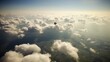 Skydiver flying parachute and  clouds