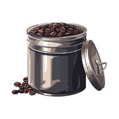Wall Mural - Fresh coffee bean spilling from metal container
