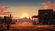 Background for game desert wild west illustration Generative AI